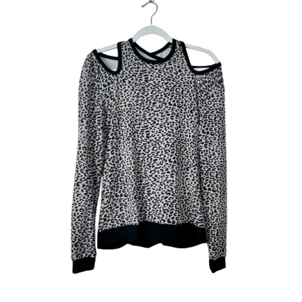 Ink Love and Peace Black White Leopard Cold Shoulder Tops NWT Size Medium